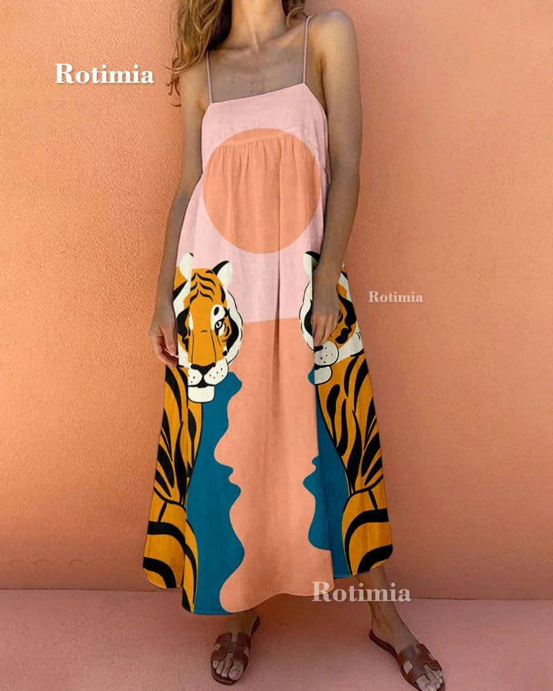 Tiger Print Suspension Dress