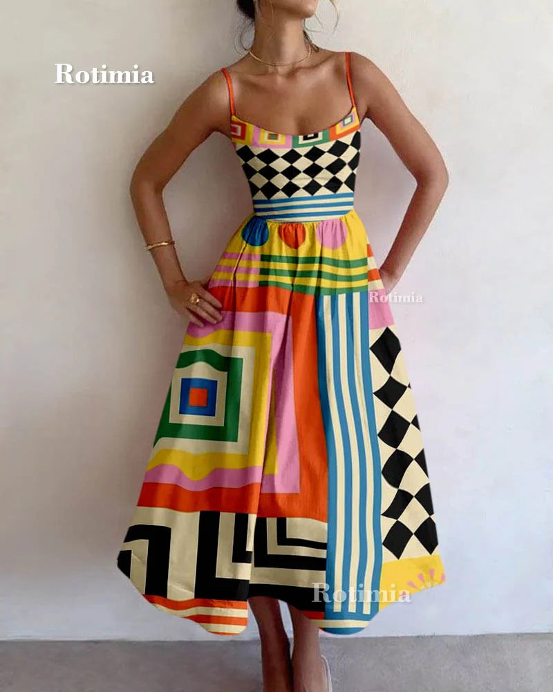 Dress with irregular geometric print